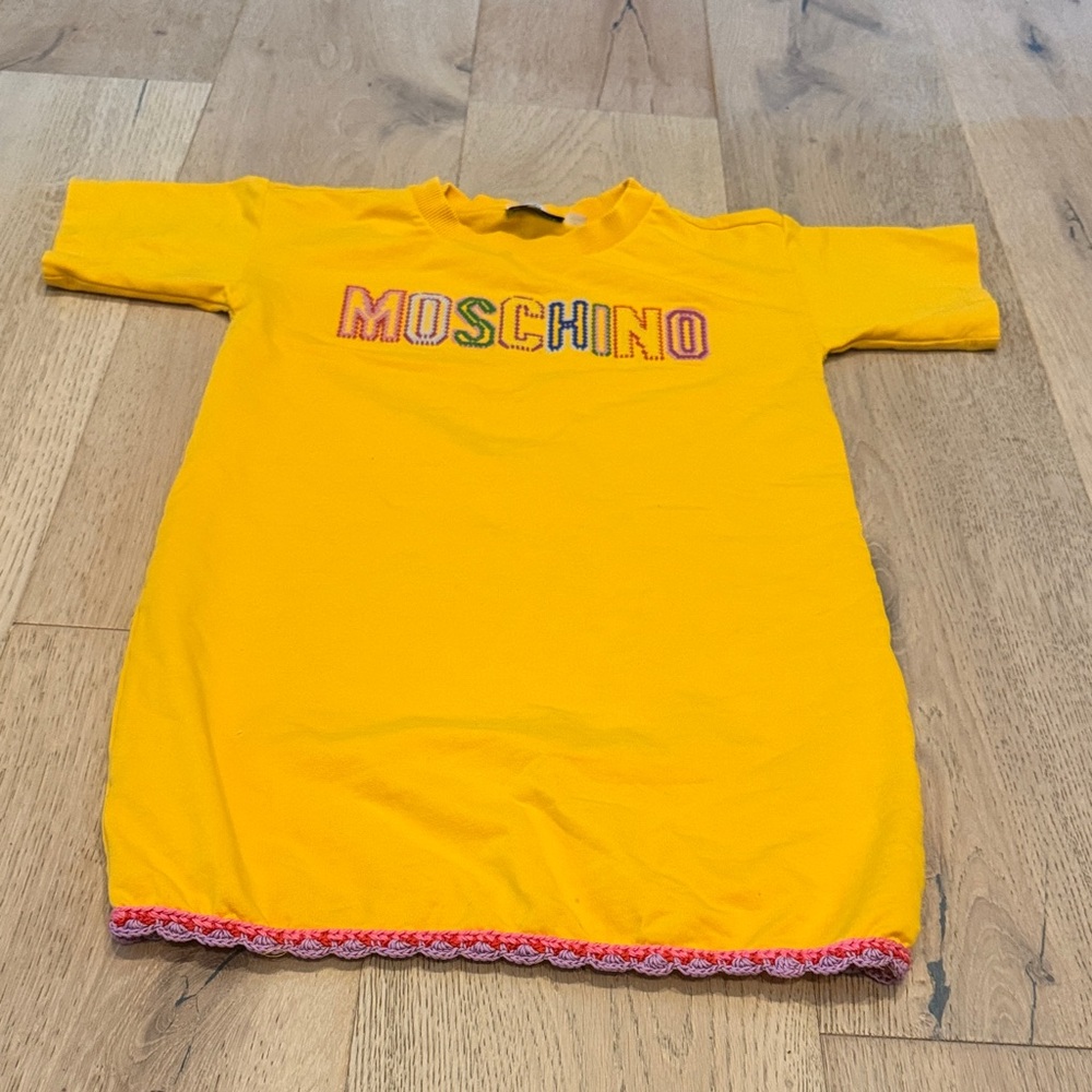 Moschino Teen Vibrant Yellow Dress with Multicolor Logo